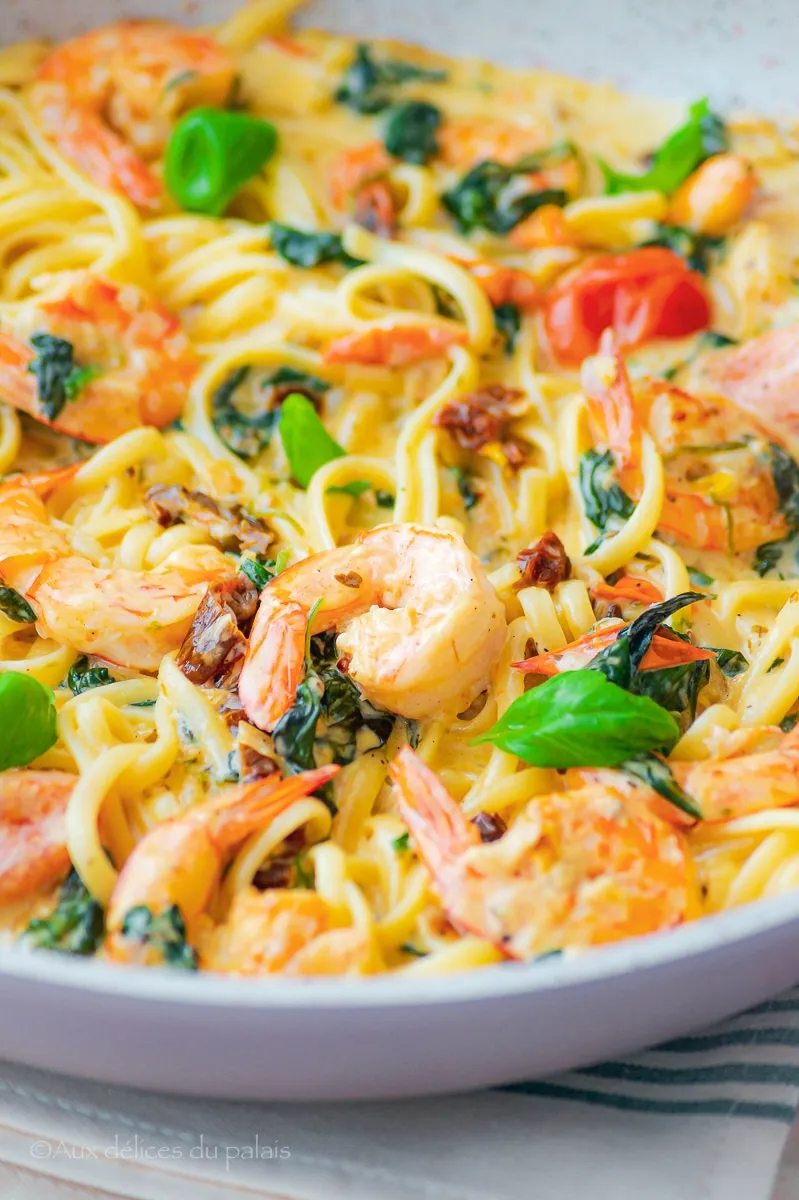 Pâtes linguine à la toscane aux crevettes