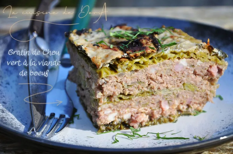 Gratin de chou vert à la viande de boeuf
