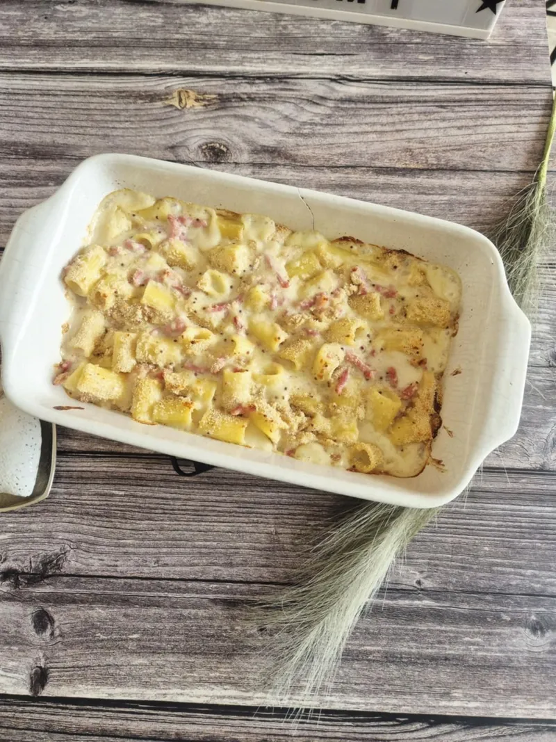 Gratin de pâtes aux deux fromages