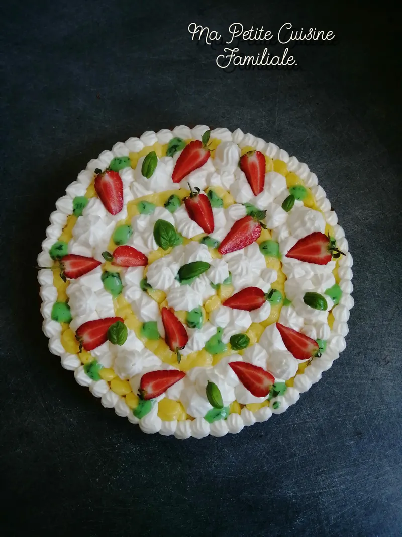 Tarte Fantastik citron, basilic sur palet breton