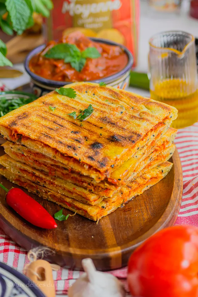 Kesra kabyle farcie aux poivrons et aux oignons