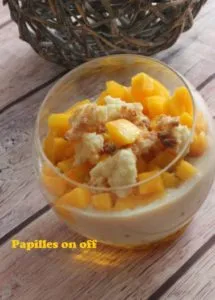 Verrine de perles du japon, mangue et crumble coco au thermomix ou sans