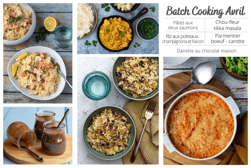 Batch cooking d’avril – 4 repas + 1 dessert pour la semaine