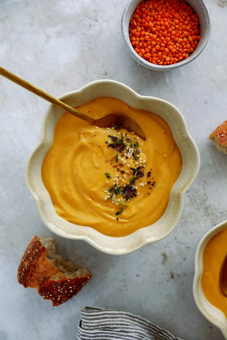 Soupe de carottes et lentilles corail