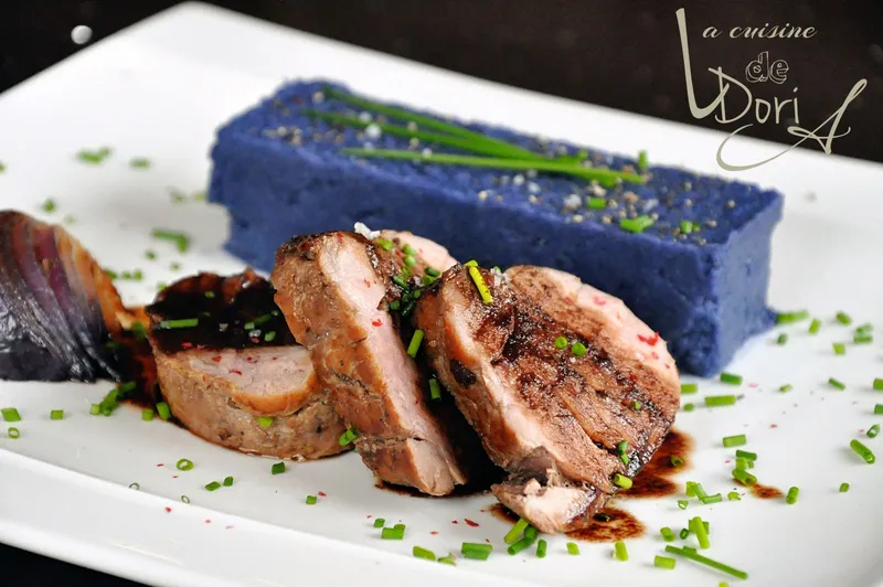 Filet mignon au sirop d'érable et purée de chou rouge