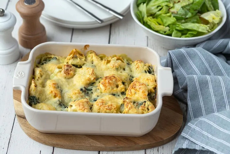 Gratin de tortellini aux épinards
