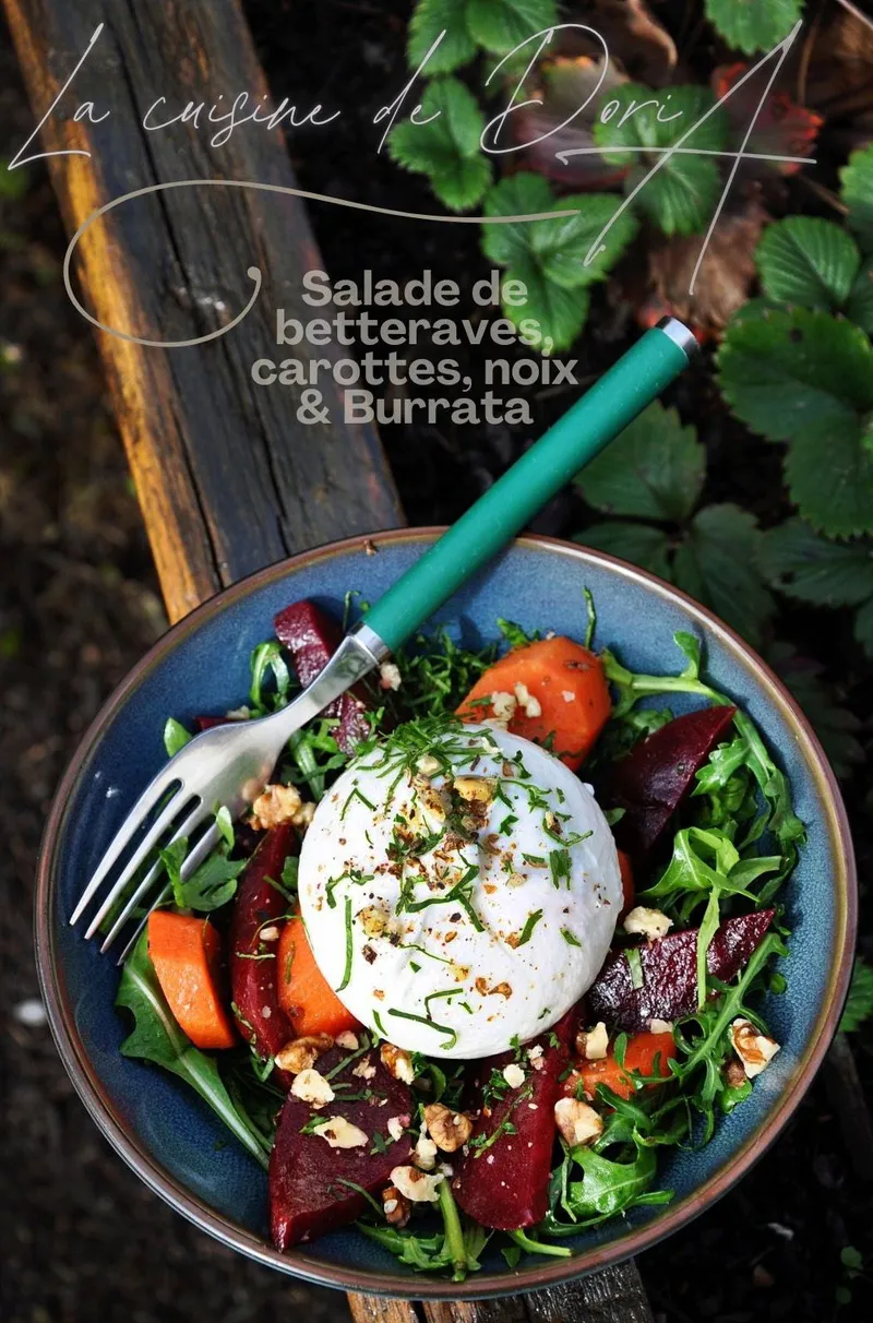 Salade de betteraves, carottes & Burrata