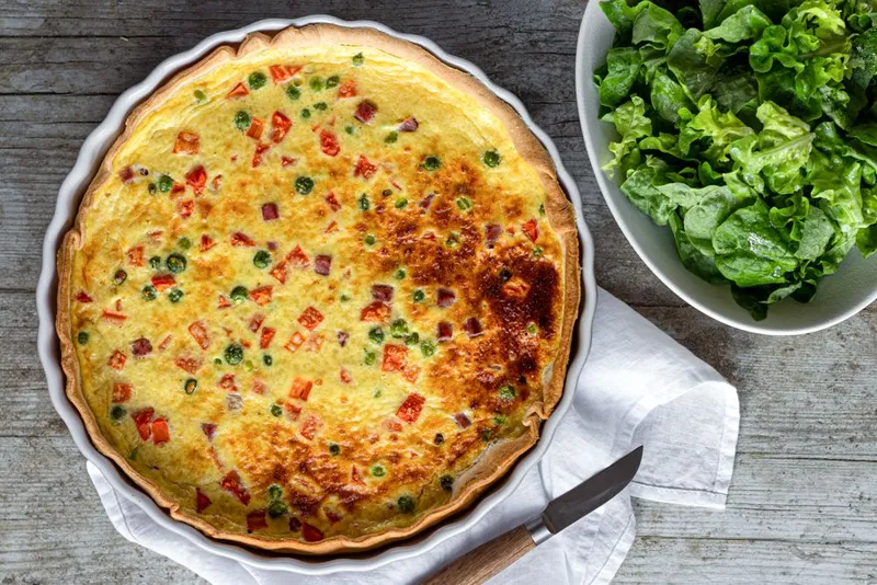 Quiche printanière aux petits-pois et carottes