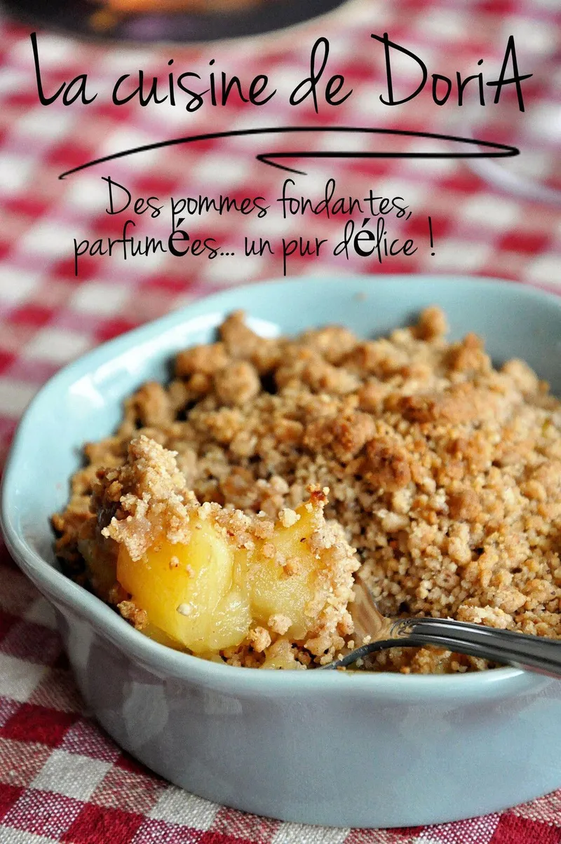 Crumble aux pommes à la vanille et caramel beurre salé