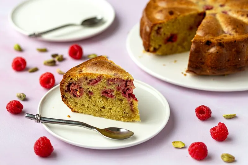 Moelleux pistache et framboises