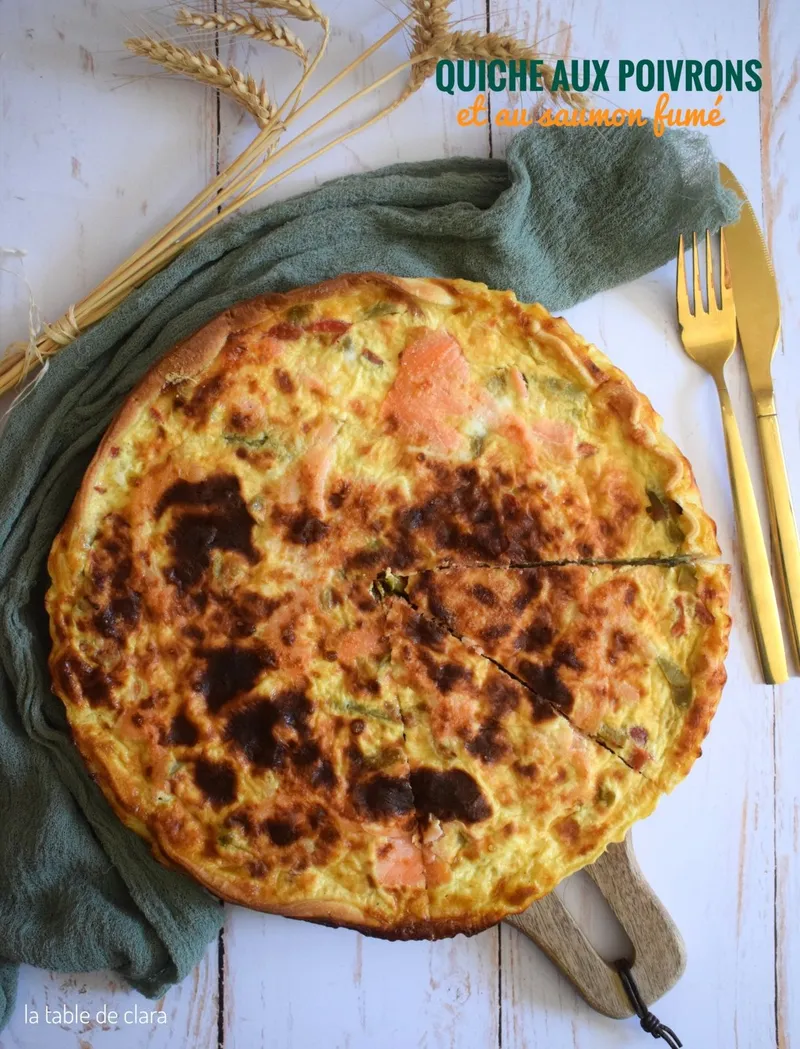 Quiche aux poivrons et au saumon fumé