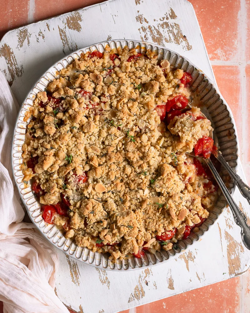 Crumble aux tomates et comté