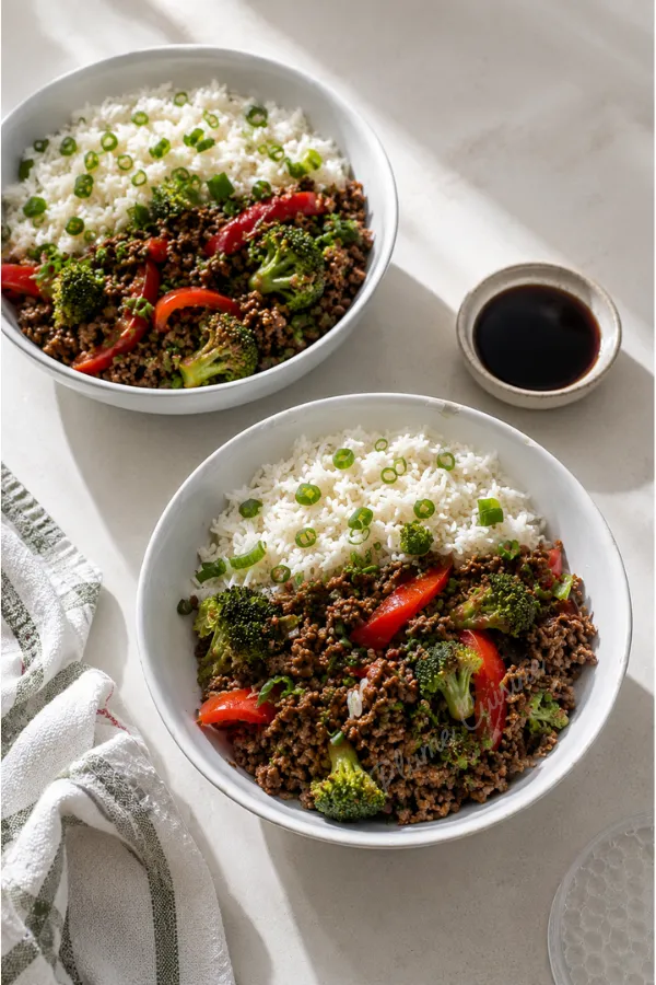 Bœuf haché sauté aux légumes façon asiatique