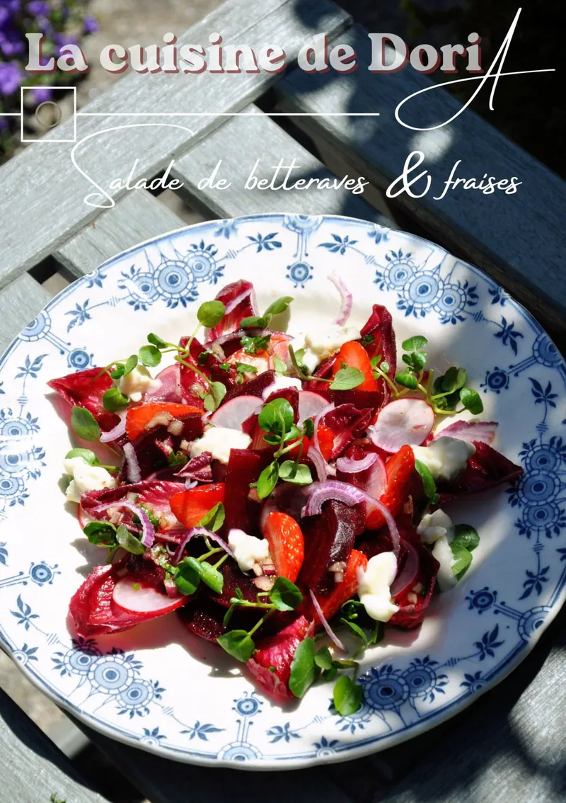 Salade betteraves rouges & fraises au gorgonzola crémeux