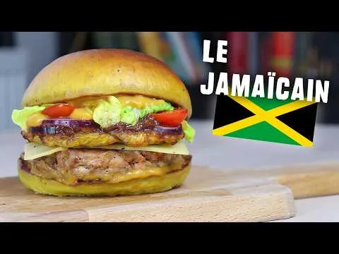 LES BURGERS 2CGM : LE JAMAÏCAIN E02 [Pain Banane Plantain - Poulet JERK - Ketchup de Mangue]