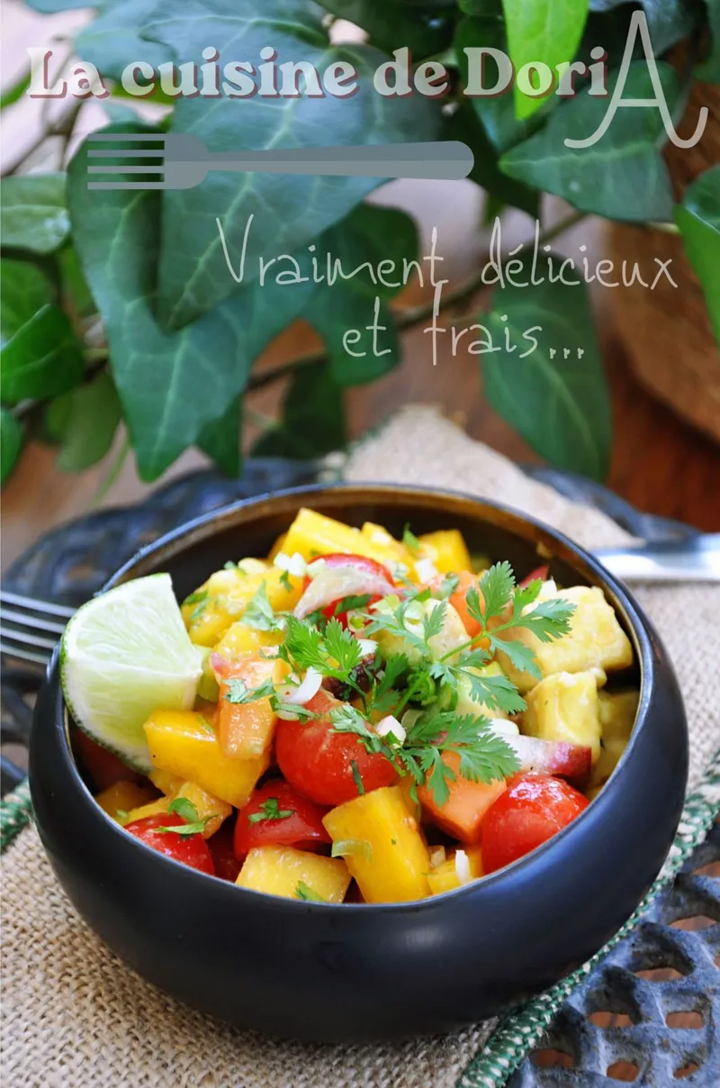Salade de papaye, mangue & avocat