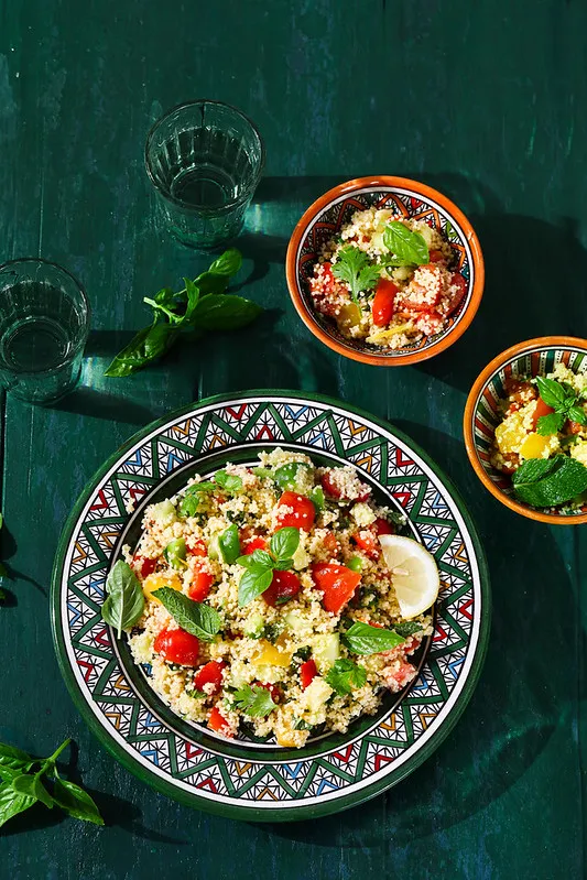 Taboulé aux légumes d’été et au basilic, super parfumé
