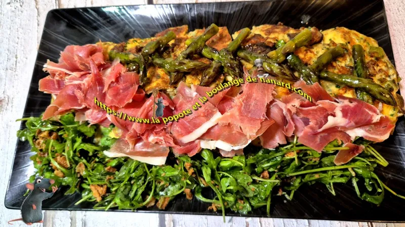 Omelette aux asperges vertes et Shii Take