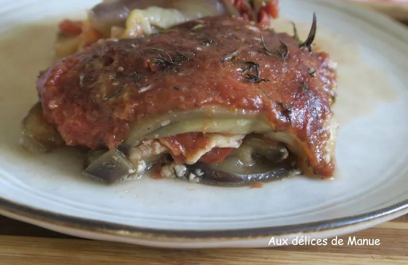 Gratin d'aubergine à la mozzarella, tomate et parmesan