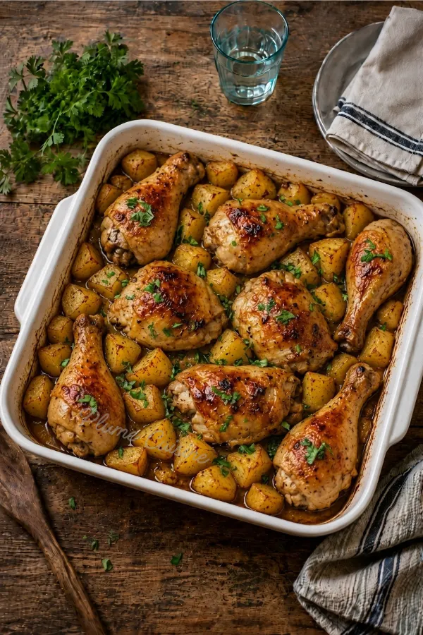 Poulet et pommes de terre au four