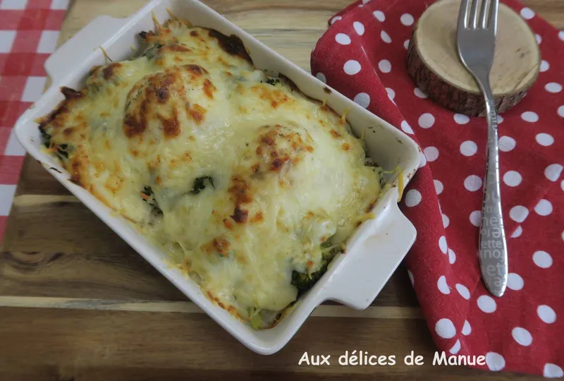 Gratin de chou fleur et brocolis aux œufs durs
