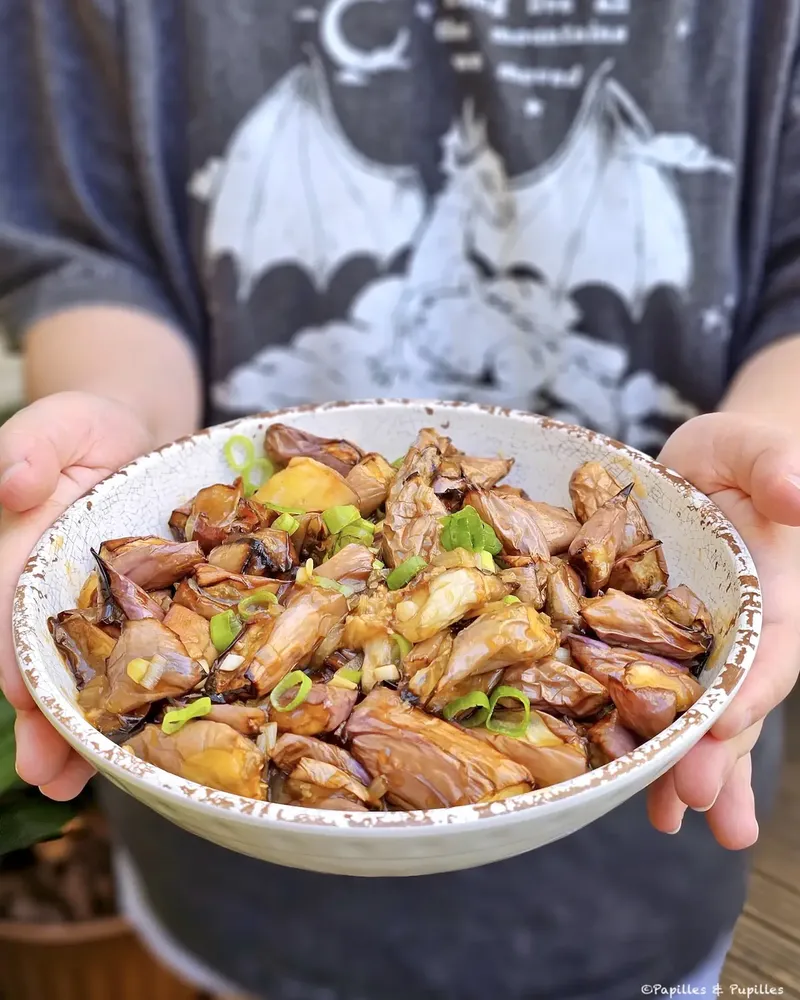 Aubergines chinoises sautées au wok