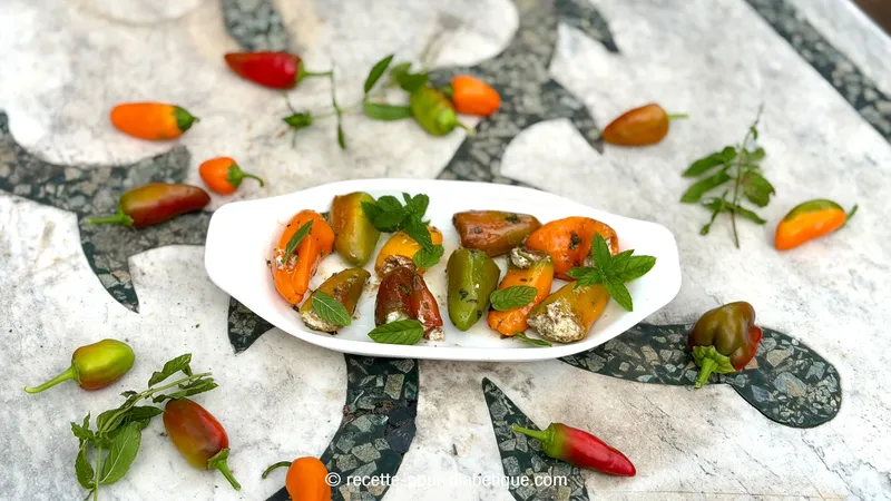 Mini-poivrons corses farcis au fromage frais et pesto de menthe