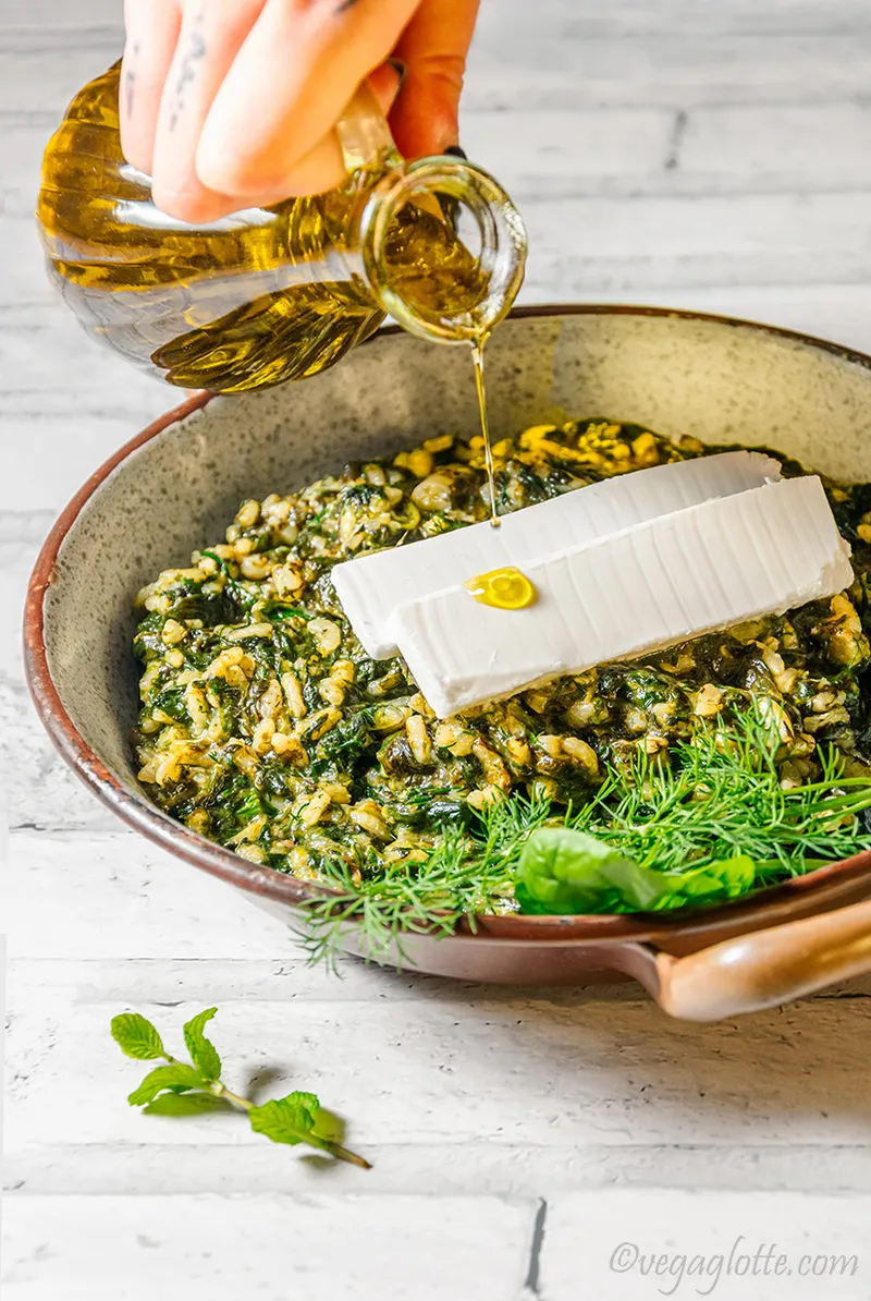 Spanakorizo / riz aux épinards grec (végétarien, vegan)
