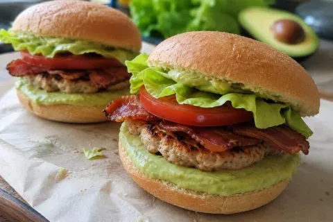 Burger dinde, bacon et avocat