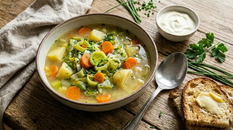 Soupe aux légumes fondants et tartines beurrées