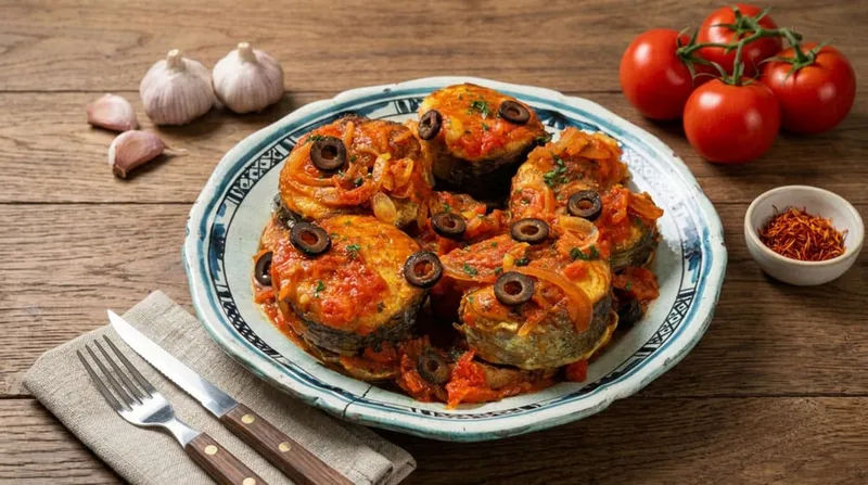 Merlu à la marseillaise : safran, tomates et canapés dorés