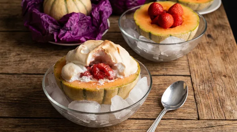 Melons meringués aux framboises : dessert spectaculaire
