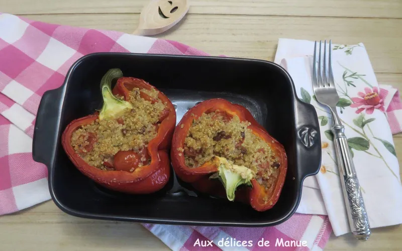 Poivron farci au quinoa et chorizo à la cancoillotte