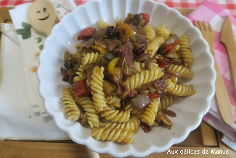 Pâtes fusilli aux légumes d'été