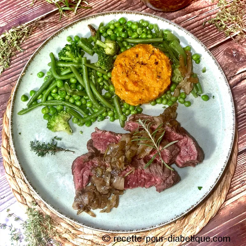 Onglet de Boeuf au confit d’oignons