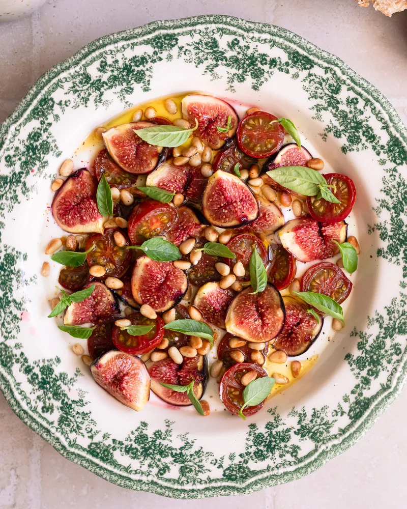 Crème de feta, tomates et figues rôties