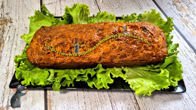 Cake au saucisson sec, noisettes et tomates séchées