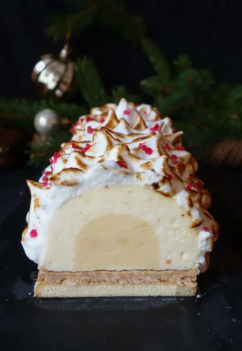 Recette bûche de Noël façon tarte au citron meringuée et citron caviar