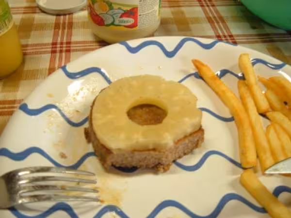Steak hache de veau aux ananas