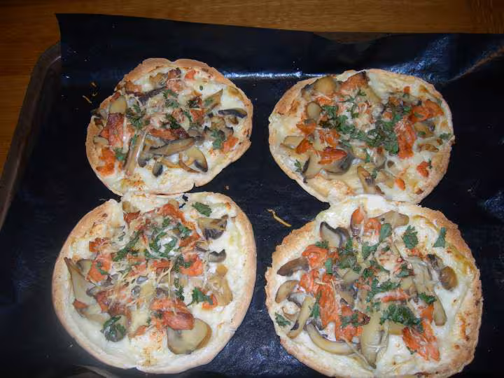 Pitta saumon fume champignons