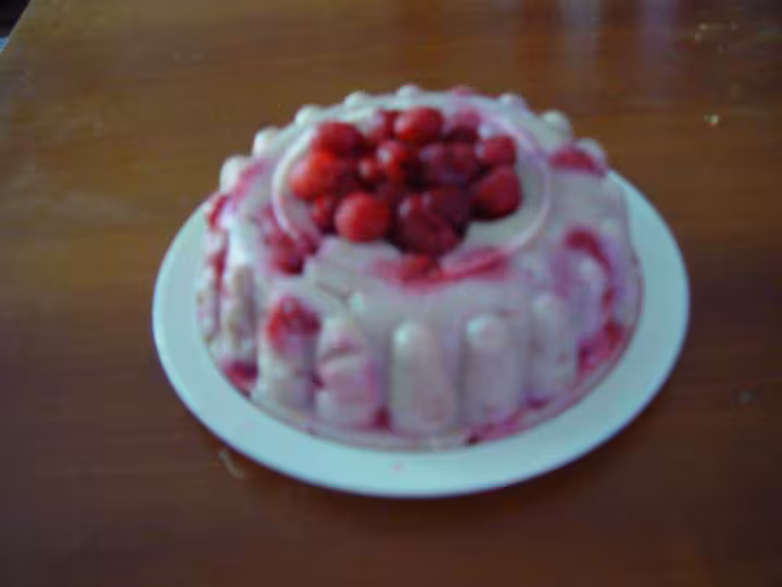Pudding de semoule aux framboises