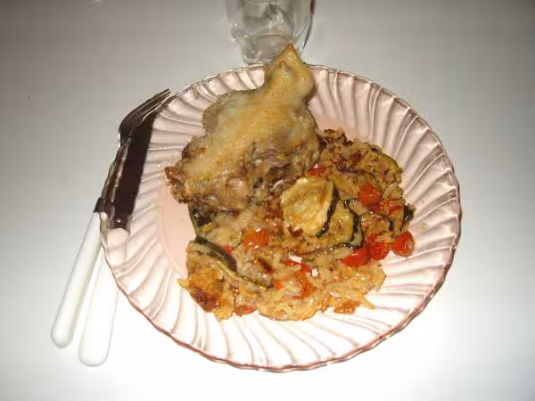 Risotto de poulet epice