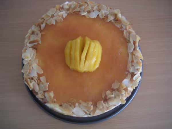 Gateau macaron fromage blanc et peches