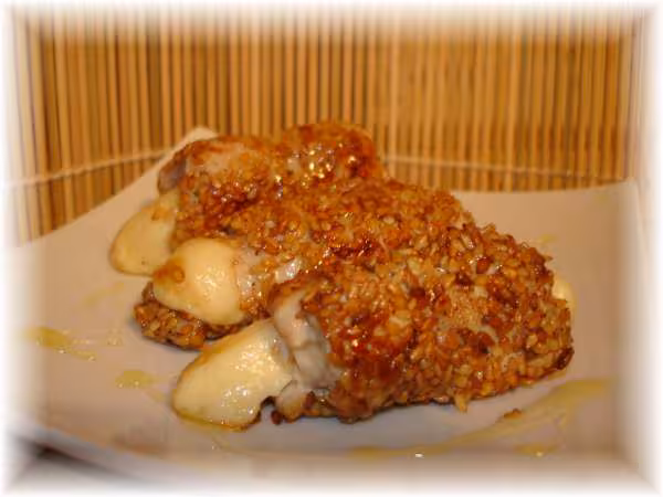 Dinde roulee au coeurs de fromage et en croute de sesame