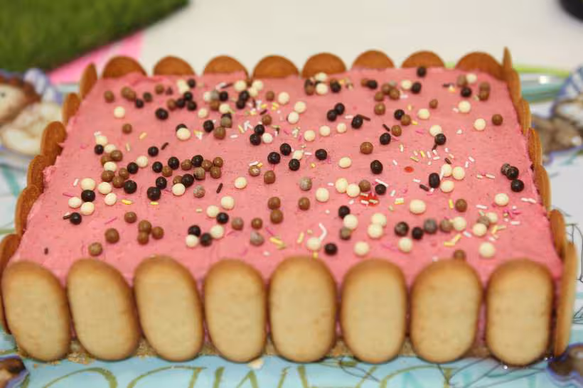 Bavarois framboises pour le bapteme de alice ma petite fille