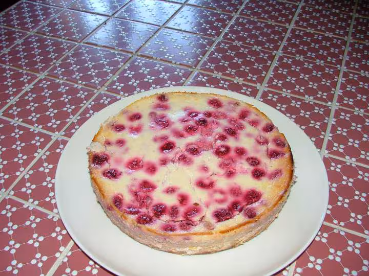 Cheesecake framboises citron sur palets bretons
