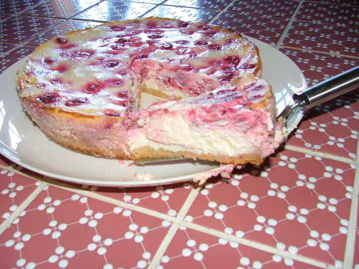 Cheesecake framboises citron sur palets bretons