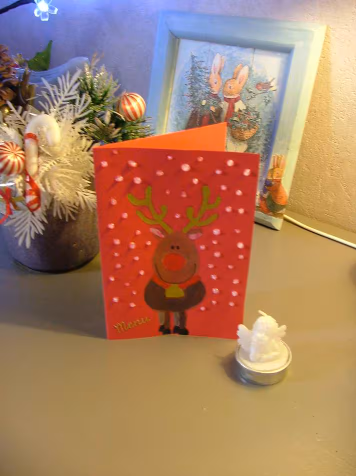 Menu de noel fait main peinture et petites decos