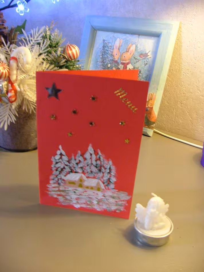 Menu de noel fait main peinture et petites decos