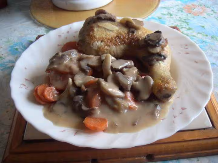 Cuisse de poulet sauce champignons